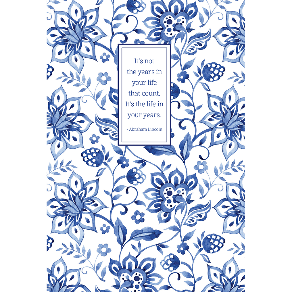 Delft Florals birthday card by Cardmore featuring colorful floral illustrations, perfect for celebrating special occasions.